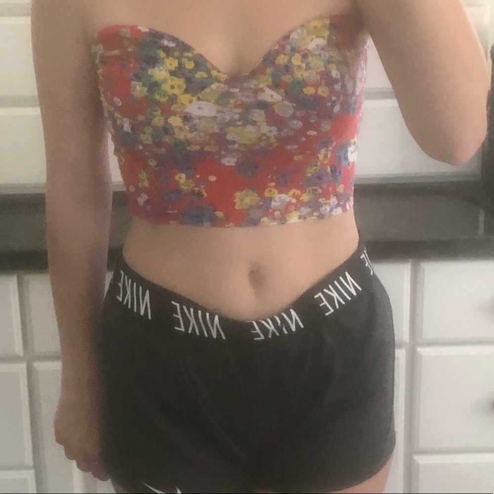 strapless floral crop top